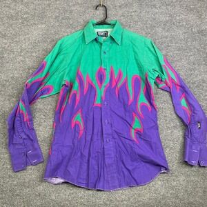Brooks & Dunn Panhandle Slim Mens Western Flame Shirt Purple Green 15.5x34